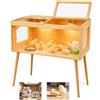 FTYSXP Casetta per l'allevamento di pulcini, 100 x 52 x 53 cm, in legno di pino con termostato, 2 lampade termiche, finestre in acrilico, ventilazione, porte scorrevoli e gambe in legno da 70 cm, per pulcini