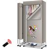 Yclty Stendibiancheria Elettrico da 2300 W, Stendibiancheria Pieghevole con Ruote, Stendibiancheria Portatile Grande e Potente Riscaldatore Anionico per Interni Ad Asciugatura Rapida con Telecomando (Color