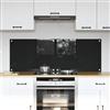 LoogCape Pannello posteriore da cucina, nero, 2 pezzi, 70 x 50 cm, vetro temperato, resistente al calore, lavabile in lavastoviglie, design moderno, durevole, per cucine interne