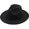 QUUPY Bicolore nero banda larga chiesa derby nodo spiaggia cappello da sole per uomini e donne 56-59cm testa circondata (nero), b, M