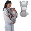 Mobiclinic® kids, Marsupio neonato, 6 in 1, Moley, Ergonomico, Multiposizione, 0-36 mesi, Pieghevole, Tasca con cerniera, Portabiberon, Cotone premium morbido, Per neonati e bambini (grigio)