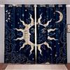 kxry Tende oscuranti con sole e luna, per camera da letto e soggiorno, colore blu navy, bohémien, celeste, con occhielli, lunghezza 213 cm, decorazione per la stanza, set di 2 pannelli, 106 cm di