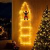 LEDYA Luci di Natale a Scala con Babbo Natale, 1,25 m / 4,1 ft Luci Scala con Babbo Natale che sale, 98 LED Bianco Caldo con Timer, 8 Modalità per Decorazioni Natalizie Interno/Esterno