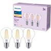 Philips LED Classic Lampadina Goccia, equivalente a 60 W, trasparente, attacco E27, Luce Bianca Calda 2700K, confezione da 3