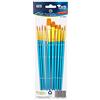 TSI Set di pennelli in nylon da 10 pezzi, con dimensioni 1,2,2/0,3,5 (pennello rotondo) - 2,8 (pennello per gatto) - 4,6,5/8 (pennello piatto), art. n. 49041