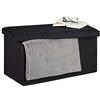 Relaxdays Panca con Contenitore, Effetto finta pelle, Imbottita, Corridoio, Camera da Letto, HLP 38x76,5x38,5 cm, Nero, 1 pz