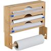 Relaxdays Dispenser Taglia Pellicola con Portarotolo da Cucina, Carta Forno e Alluminio, HLP 31x36x10 cm, Bambù Naturale