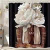 MESHELLY Black Girl Tenda da doccia 60 x 72 h donna afroamericana peonia bianca e nera citazione floreale tenda da bagno in tessuto floreale con 12 ganci