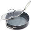 GreenPan Valencia Pro Padella per Sauté in Ceramica Dura Anodizzata Salutare Antiaderente 28 cm/4,2 Litri con Coperchio, Senza PFAS, Induzione, Lavabile in Lavastoviglie, Forno, Grigio