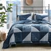Woolrich John Rich & Bros. Woolrich Set copripiumino reversibile, stile cottage invertito in tinta unita, copriletto leggero per tutte le stagioni, comodo strato di biancheria da letto, federe abbinate, king size, blu