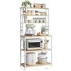 VASAGLE Scaffale da Cucina con Ciabatta, Supporto per Forno a Microonde, Portaoggetti a 6 Ripiani con 6 Ganci per Bar, in Acciaio, 40 x 80 x 167 cm, Rovere Dorato e Bianco Nuvola KKS119Y02