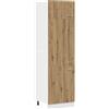 Roanoer Mobile frigo Lyon Artisan in rovere 60 x 57 x 207 cm, mobile alto da cucina per frigorifero da incasso, stabile armadio alto con 3 ante, armadio funzionale in legno