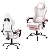 UISEBRT Sedia da gioco ergonomica con massaggio e poggiapiedi, sedia da gioco, schienale regolabile, comoda poltrona da gioco, con poggiatesta e cuscino lombare, colore rosa