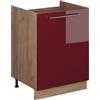 Vicco Mobile lavello cucina Fame-Line, Bordeaux lucido/Rovere dorato, 60 cm, per la combinazione con altri moduli della serie Fame-Line