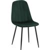 CLP Sedia da pranzo imbottita Baxter, sedia cucina in velluto con schienale e struttura in metallo nero, portata fino a 150 kg Colore:verde