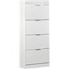 Brigros WeHome - WeHome - Scarpiera Salvaspazio Con Ante A Doppio Ripiano, Maniglie In Allumminio, Scarpiera Legno, Porta Scarpe Salvaspazio, Scarpiera Componibile, Arredamento Casa (Bianco, 4 Ante)