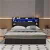 AZJSAHAH Letto imbottito 160 x 200 cm con LED e vano portaoggetti, letto matrimoniale con rete a doghe, letto contenitore idraulico, letto imbottito con cassettone in lino, letto boxspring 160 x 200 cm senza