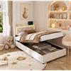 CXHLXYR Letto Imbottito 90x200cm con idraulico,Letto singolo con LED e USB Velluto