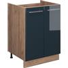 Vicco Mobile lavello cucina Fame-Line, Blu scuro lucido/Rovere dorato, 60 cm, per la combinazione con altri moduli della serie Fame-Line