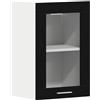 Roanoer Armadietto pensile in vetro nero, effetto rovere, 40 x 31 x 60 cm, mobile da cucina da parete in legno con anta in vetro, per cucina e sala da pranzo, moderno montaggio a parete