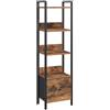 MAHANCRIS Scaffale a 5 Ripiani con Cassetto Rimovibile, Libreria per Piccoli Spazi, Organizzatore Portaoggetti per Soggiorno, Camera da Letto, Studio o Cucina, Marrone Vintage e Nero ABKHR55101