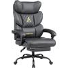 Andyou Sedia Gaming Ergonomica con Poggiapiedi - Ufficio Scrivania, Schienale Regolabile 90-135° senza scatti, Braccioli Collegati, Seduta Morbida a Molle, fino a 150 kg,Grigio