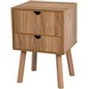 POSNORD Comodino Camera da Letto, Comodini L:35 cm, A: 50.5 cm con 2 Cassetti, Comodino Rovere (cassetti in rovere)