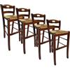 MA MAISON Set Sgabelli in Legno con Seduta Compatta - con Poggiapiedi, Schienale, Struttura Robusta, da Bar, Cucina, Ristorante, Soggiorno, Stile Classico, Rustico - 39X38X90CM (4PZ, Noce)