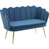 IlGruppone Divano Due 2 Posti In Velluto Forma Conchiglia Gambe In Metallo 133x63x75 Cm Camera Soggiorno Ufficio - Blu
