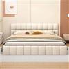 BRILVERDE Letto imbottito Bubble 160x200 cm, letto matrimoniale con rete a doghe, morbida spalliera, letto basso per ragazzi, struttura in lino, beige (Beige, 160x200 cm)