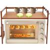 Wiyuer Scaffale da cucina regolabile in altezza, con 4 ganci e ripiano per tagliere, per forno a microonde, spezie e accessori da cucina, portata 10 kg, 55 x 35 x 42 cm, colore teak