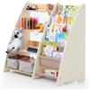 Goodevas Libreria per bambini, elegante libreria per bambini, in legno, dal design unico, sicura e funzionale, organizer per giocattoli per camera da letto, stanza dei giochi e cameretta (avorio,