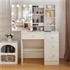 Saimeihome Toeletta da Trucco con Luci e Specchio, Illuminazione a 3 Colori e Intensità Variabile, Toeletta con 6 Cassetti + 3 Scomparti Nascosti, Tavolo da Toilette in MDF Bianco