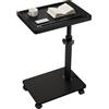 IBUYKE Tavolini a Forma Di C,avec Roulettes,Nero TVT007B | Girevole a 360°,Regolabile in Altezza,Tavolino Salotto con Slot per Telefono e Tablet,Comodino per Divano,Letto,Soggiorno