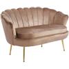 IlGruppone Divano Due 2 Posti In Velluto Forma Conchiglia Gambe In Metallo 133x63x75 Cm Camera Soggiorno Ufficio - Tortora