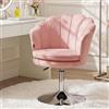 Ckaff Poltrona Camera da Letto, Poltrona da Trucco Girevole Regolabile in Altezza, Poltrona da Salotto in Velluto, Poltroncina Imbottita Salone Parrucchiera per Soggiorno Camera da Letto, Rosa
