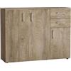 milani home - madia credenza moderna 2 cassetti e 3 ante, rovere chiaro, 106 x 36 x 83 cm
