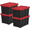 Iris Ohyama, Scatole Pieghevoli, 21L, Set di 4, Rosso, Compact, Solido, Impilabile, Per Garage, Scaffali, Scatola Organizer, Plastica, Contenitore, DDSKT-210