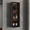 TUPAFJU Mobiletto da bagno a parete con anta in vetro, mobiletto porta spezie da cucina a parete, organizer per trucchi, armadietto per medicinali, per soggiorno(Dark gray,25x75x14CM/9.8x29.5x5.5in)