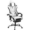 YRHome Sedia da gaming da ufficio, regolabile in altezza, con cuscino, cuscino lombare, poggiapiedi e braccioli, ergonomica, superficie in velluto bianco