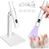 VMUTGA Mini Lampada UV LED Unghie, Lampada UV Portatile Ricaricabile con Supporto e 4 Testine in Silicone, 20s/60s Temporizzazione Display Digitale, per unghie Gel Sciugatura Rapida