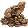 Juanxian Feng Shui Ornamento Zodiaco Coniglio Statua Moneta Fortunata Zodiaco Animale Figurine Decorazione Desktop