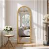 Reflix Specchio vintage a figura intera, 145 x 53 cm, dorato, grande specchio da pavimento ad arco con cornice in PU con perline anticate, specchi decorativi per soggiorno, camera da letto, corridoio