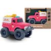Cicili Camion dei Pompieri Giocattolo in Bioplastico (Paglia di Frumento) - Camion Giocattolo Ecologico per Bambini ≥18 Mesi, Resistente e Non Tossico, Camion Antincendio Rosa