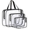 Elalove Borsa Trasparente 3 Pezzi per Viaggio, Beauty Case Impermeabile con Zip, Pochette Mare Donna per Cosmetici, Accessori da Toletta e Prodotti Beauty
