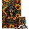 ZKYUBEK Puzzle da 1000 pezzi per adolescenti e adulti puzzle di bassotti con girasoli ideali come regali per tutta la famiglia dai 14 anni in su 26x38cm