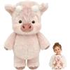 Generico Peluche Mucca Che Corre, Pupazzo Che Corre,Soft Fluffy Stuffed Animal, 17.7/23.6 in Cartoon Cow Plush Doll as Play Companion and Nice Gift (Pink-17.7in)