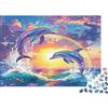 RMMERPCVREFE Delfino Arcobaleno Puzzle 1000 Pezzi Puzzle per Adulti Carta Tramonto Mare Relax Concentrazione Interazione Famiglia Decorazione Regalo 38x26cm/1000pcs