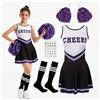 Fancysky Cheerleader Costume Bambina, Vestito Cheerleader Bambina Ragazza Divise Abito, Bambini Cheerleading Outfit con Pompon Calcetines y 2 Adesivi, Carnevale Halloween Cosplay (4, Nero, 140)