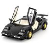 BGHSCA Modellino di auto giocattolo Lamborghini Countach, modellino di auto pressofuso con suono e luce, veicoli giocattolo per adulti e bambini dai 3 anni in su, da collezione, nero